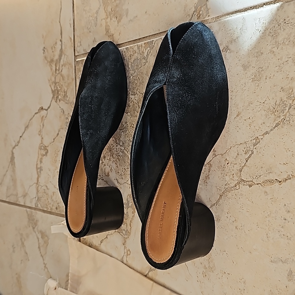 Isabel Marant black suede peep toe heels sandals. Size 38. Fits 7.5